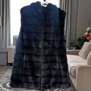 Karl Lagerfield faux fur hooded vest in black